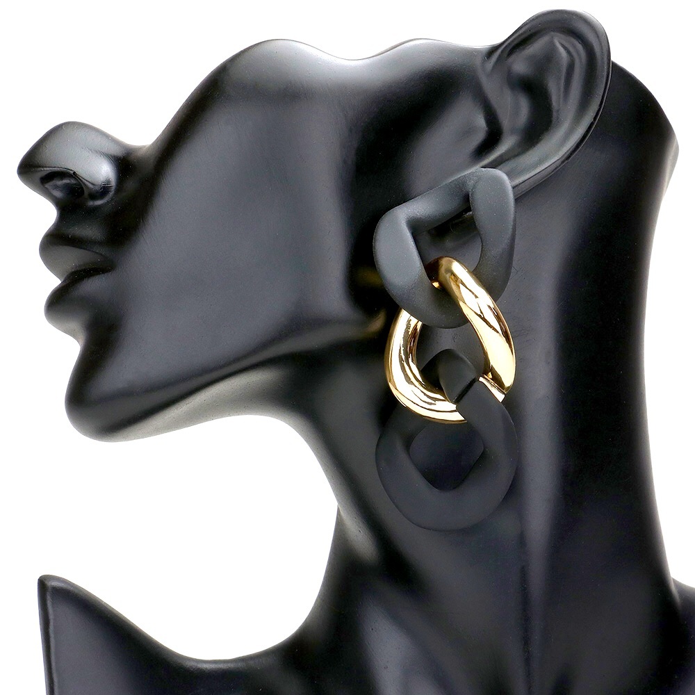 Black & Gold Chain Link Statement Earrings
